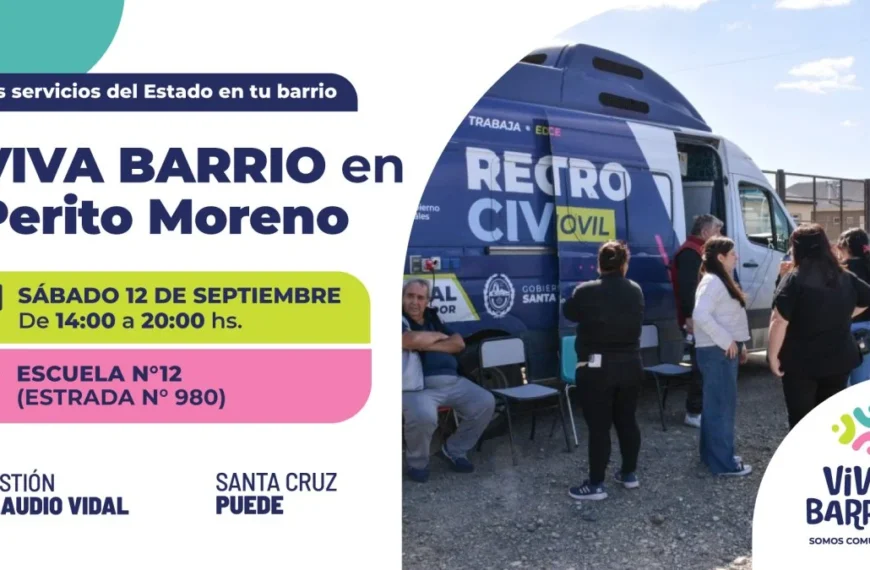 Viva Barrio llegará este sábado a Perito Moreno con servicios del Estado